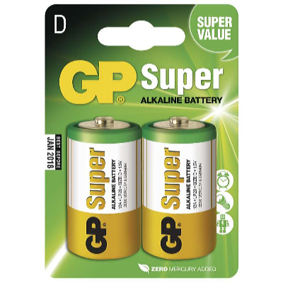 Alkalická baterie GP Super LR20 D 2 ks