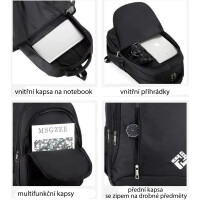 Batoh s USB portem 30 litrů černý