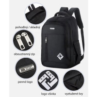 Batoh s USB portem 30 litrů černý