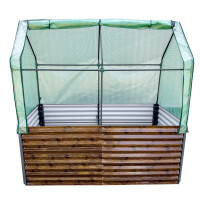 Krytý vyvýšený záhon AGRO BED II 200 x 79/199 x 100 cm, 3D design dřevo, kov