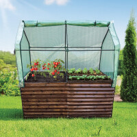 Krytý vyvýšený záhon AGRO BED II 200 x 79/199 x 100 cm, 3D design dřevo, kov