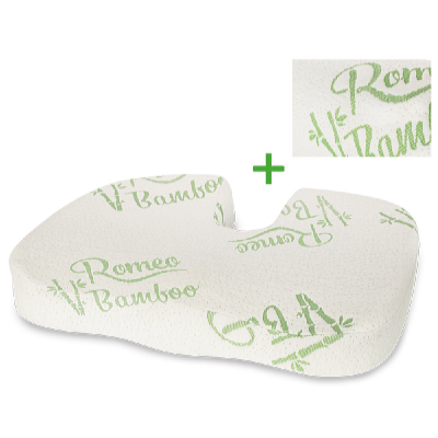 Romeo Ortopedický podsedák MEMORY BAMBOO 45 x 36 x 6 cm s náhradním povlakem BAMBOO