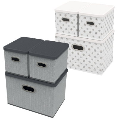 HomeLife Úložný box s víkem sada 3 ks