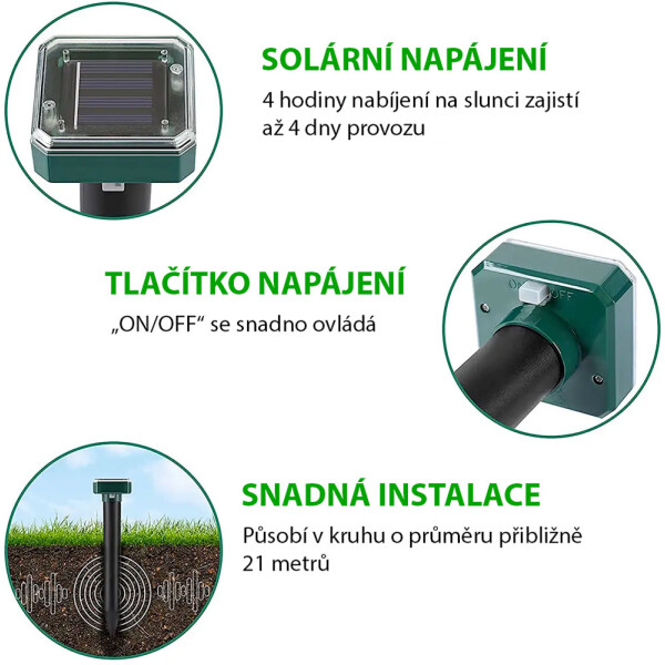 Garden King Solární odpuzovač krtků Quadro SD-SL080A 2 ks