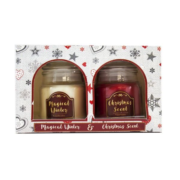 Arôme Vánoční vonná svíčka Magical Winter + Christmas Scent, 2 x 85 g
