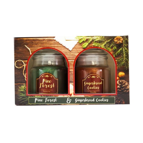 Vánoční vonná svíčka Pine Forest + Gingerbread Cookies, 2 x 85 g