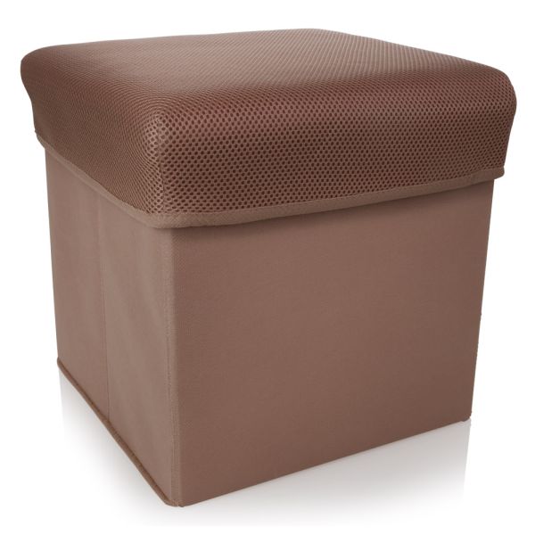 HomeLife Textilní taburet s úložným prostorem 30 x 30 cm hnědá