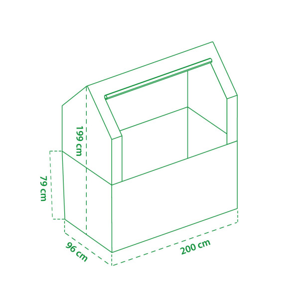 Garden King Krytý vyvýšený záhon AGRO BED II 200 x 79/199 x 100 cm, 3D design dřevo, kov